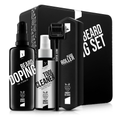 Angry Beards Dude\'s Cosmetics Bear Roller + Beard Doping BIG D 100 ml + Tool Cleaner 50 ml darčeková sada